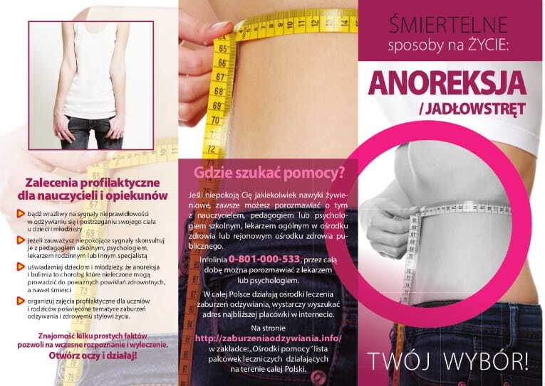 Ulotka: Profilaktyka zaburzeń odżywania - anoreksja