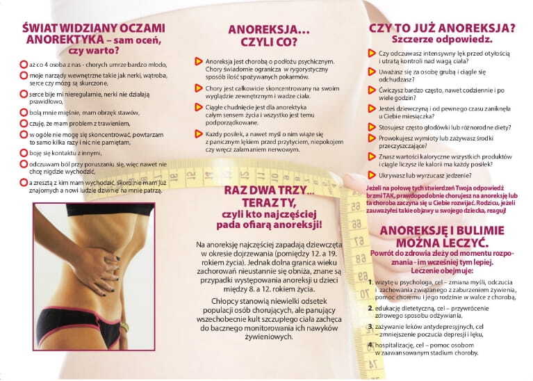 Ulotka: Profilaktyka zaburzeń odżywania - anoreksja